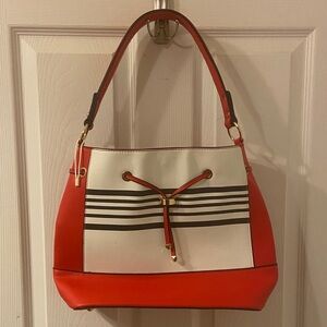 Elegant Red and White Shoulder Bag